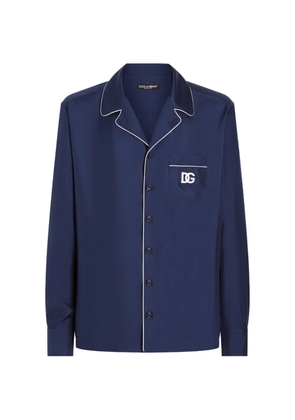 Dolce & Gabbana DG Essentials logo-patch silk shirt - Blue
