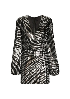 Dolce & Gabbana zebra-print sequin wrap dress - Black