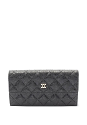 CHANEL Pre-Owned 2013-2014 matelassé bi-fold long wallet - Black