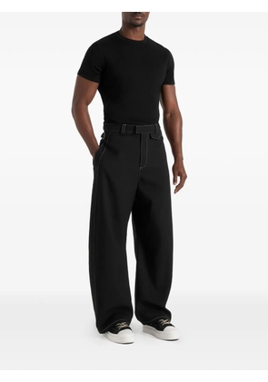 Manière De Voir Marceau in black contrast-stitch barrel-leg trousers