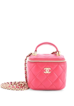 CHANEL Pre-Owned Classic Top Handle Vanity Case with Chain Quilted Lambskin Mini crossbody bag - Pink