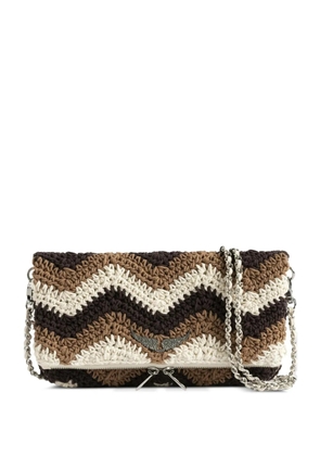 Zadig&Voltaire Rock chevron-pattern macramé clutch bag - White