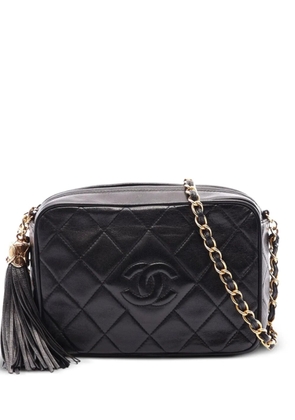 CHANEL Pre-Owned 1989-1991 diamond-stitch tassel shoulder bag - Black