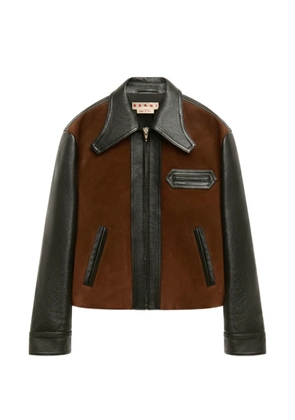Marni black leather jacket with crust front
