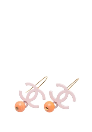 CHANEL Pre-Owned 2003 CC Gold Plated Resin Bead Drop Fish Hook Earrings costume earrings - Pink