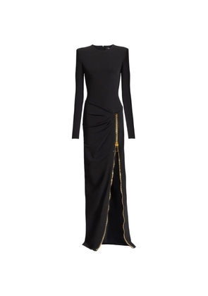 Balmain long slit dress with zip - Black
