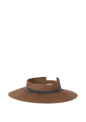 Brunello Cucinelli hemp visor with precious band - Brown