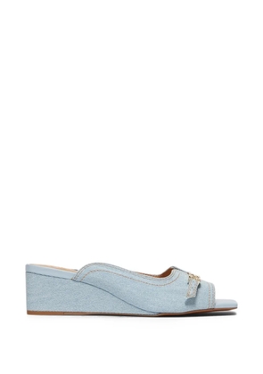 GANNI buckle-detail wedge sandals - Blue