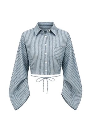 HEVRON Raquel striped cropped shirt - Blue