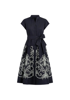 Eleventy embroidered belted dress - Blue