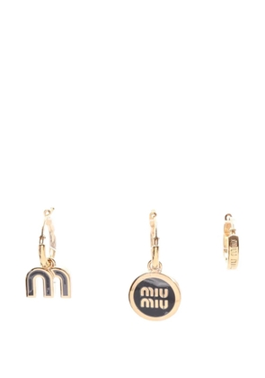 Miu Miu Pre-Owned logo-pendant hoop earrings - Gold