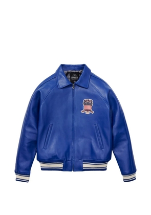 OUR LEGACY logo-patch leather jacket - Blue