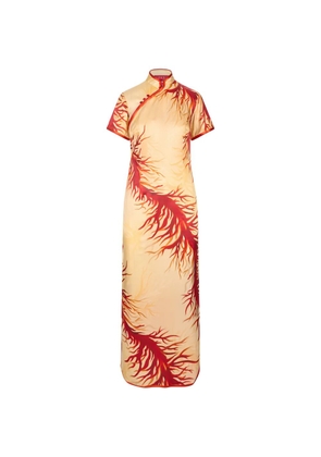 F.R.S For Restless Sleepers Eutenea leaf-print short-sleeve maxi dress - Yellow