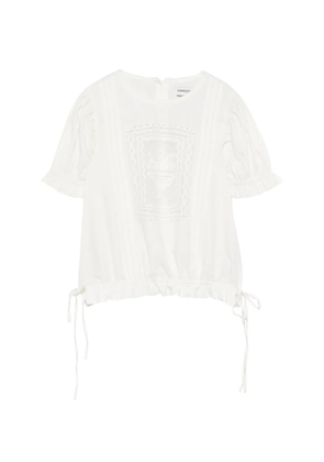 DAMSON MADDER Mabel lace-panelled puffed-sleeve blouse - White