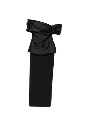Solace London Lucine off-shoulder draped-detail maxi dress - Black