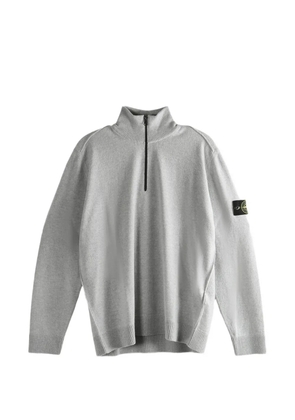 Stone Island Compass-patch zip-neck sweater - Grey