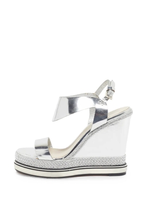 Nicholas Kirkwood Leda leather wedge sandals - Silver