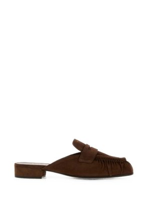 Prada ruched penny loafers - Brown