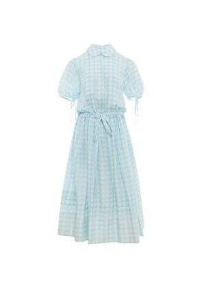 Lee Mathews Josephine gingham-check puff-sleeve midi dress - Blue