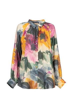 Hannes Roether floral-print gathered shirt - Yellow