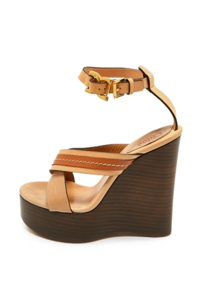 Chloé Pre-Owned cross-strap wedge sandals - Neutrals