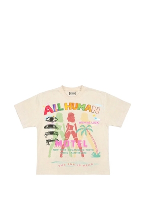 ALL HUMAN Game Over logo-print T-shirt - Neutrals