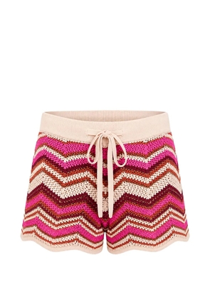 Devon Windsor chevron-knit scalloped shorts - Neutrals