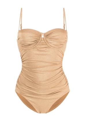 ZIMMERMANN Junie lurex gathered swimsuit - Gold
