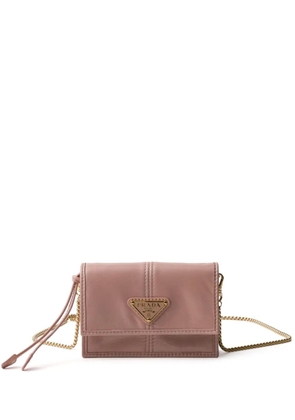 Prada Leather card holder with shoulder strap - Pink
