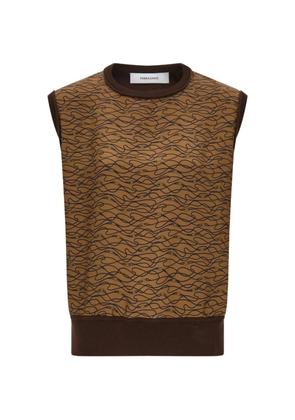 Ferragamo knitted top with silk panel detail - Brown