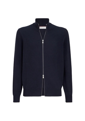 Brunello Cucinelli cashmere high-neck cardigan with zipper - Blue