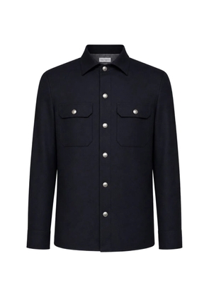 Brunello Cucinelli virgin-wool snap-button shirt - Blue