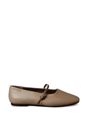Calvin Klein buckle-strap leather ballet flats - Neutrals