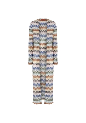 Missoni long cardigan in viscose-blend Zig Zag lamé - Neutrals