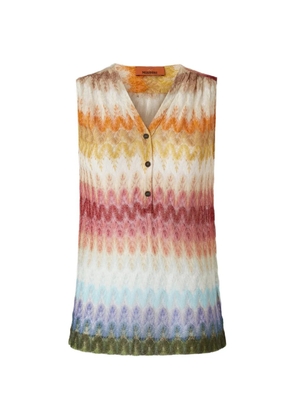 Missoni Zigzag-knit sleeveless top - Neutrals