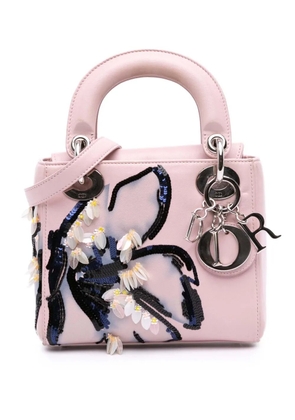 Christian Dior Pre-Owned 2015 Mini Calfskin Sequin Embellished Lady Dior satchel - Pink