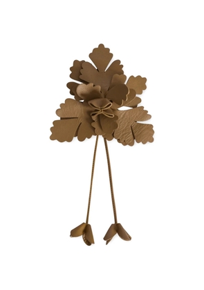 Alberta Ferretti floral-detail sheepskin brooch - Neutrals