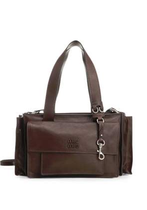 Miu Miu Utilitaire pocket leather tote bag - Brown
