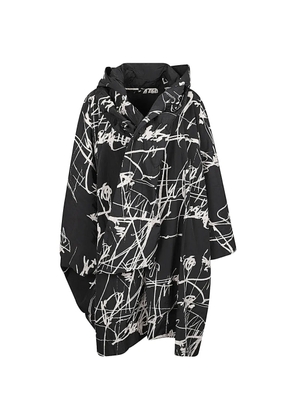 MOYURU scribble-print hooded jacket - Black