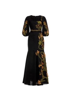 Agua By Agua Bendita Clavel Cordillera floral embroidery maxi dress - Black
