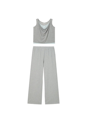 b+ab layered-effect draped top and trousers set - Grey