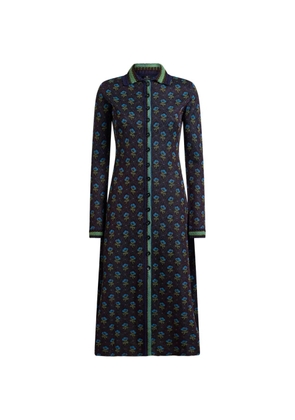 ETRO jacquard midi shirt dress with diamond flower motif - Blue
