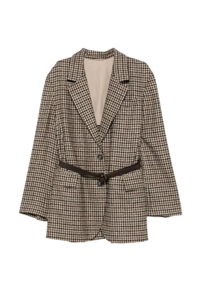 Brunello Cucinelli check-pattern belted blazer - Neutrals