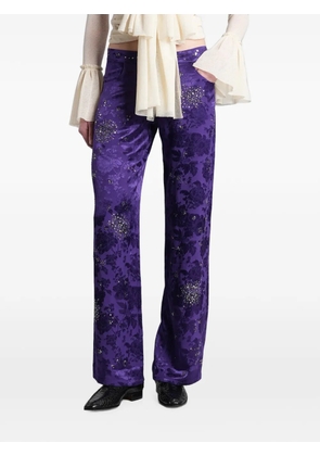 SIEDRES Brity floral-jacquard sequin-embellished trousers - Purple