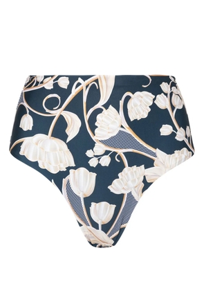 Agua By Agua Bendita Magenta Perla floral-print bikini bottoms - Blue