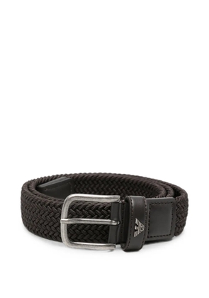 Emporio Armani woven leather-trim belt - Brown