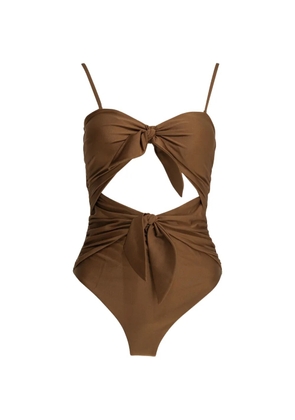 ZIMMERMANN cut-out bow-detail swimsuit - Brown