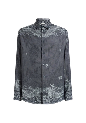 ETRO cotton and silk shirt with placed Pegaso motif - Grey