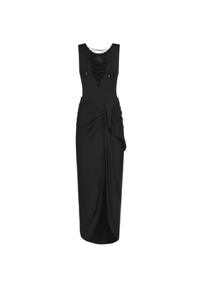 Taller Marmo Grand Sahara lace-up swimsuit and pareo set - Black