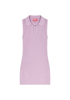 Diesel short polo dress in silk-blend rib knit - Purple